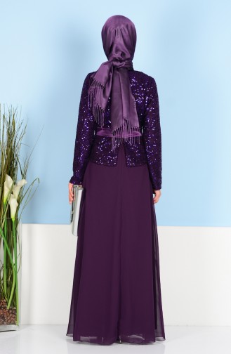 Purple Hijab Evening Dress 55609-02