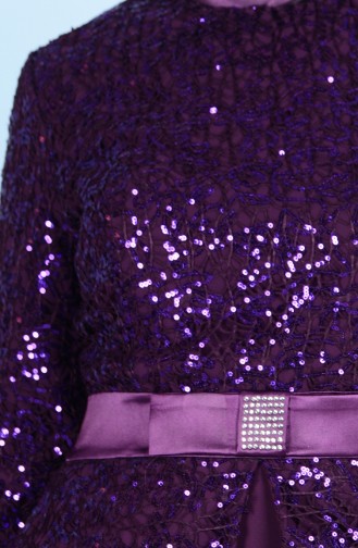 Purple Hijab Evening Dress 55609-02