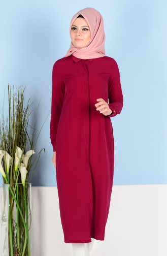 Tunic with Hidden Buttons 5002-05 Maroon 5002-05