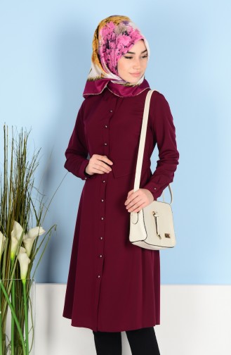 Shirt Neck Tunic with Buttons 0106-03 Maroon 0106-03
