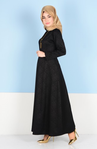 Schwarz Hijab Kleider 3951-03