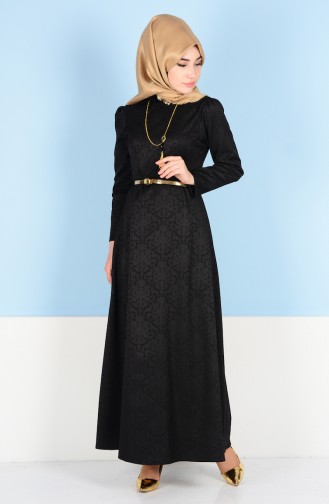 Schwarz Hijab Kleider 3951-03