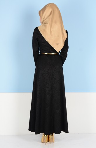 Schwarz Hijab Kleider 3951-03