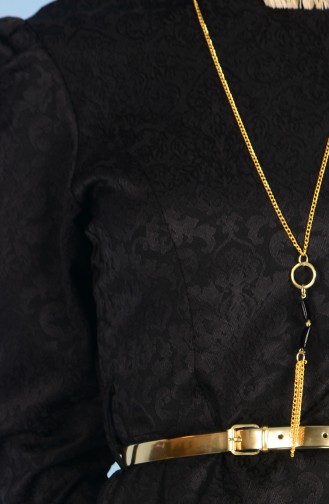 Schwarz Hijab Kleider 3951-03