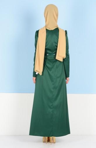Kemerli Elbise 2830-11 Açık Zümrüt Yeşil