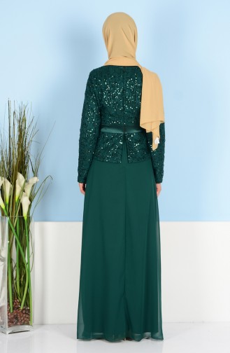 Green Hijab Evening Dress 55609-03