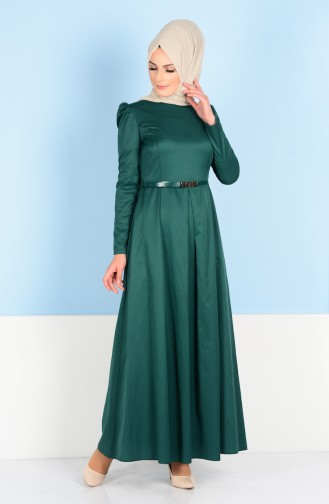 Smaragdgrün Hijab Kleider 2830-07