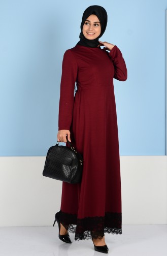 Claret Red Hijab Dress 4102-02