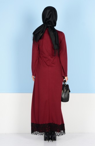 Claret Red Hijab Dress 4102-02