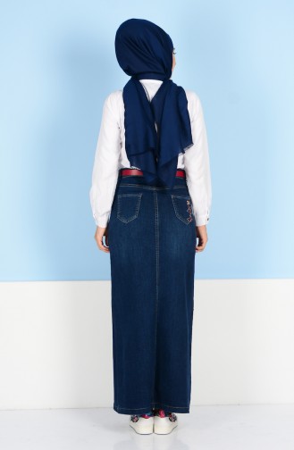 Denim Skirt with Belt 3578-01 Navy Blue 3578-01