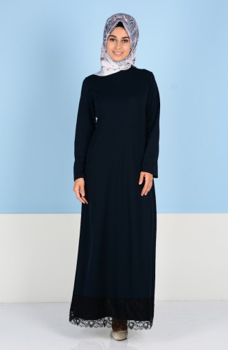 Navy Blue Hijab Dress 4102-05