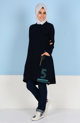 Sports Tunic with Print 1476-03 Navy Blue 1476-03
