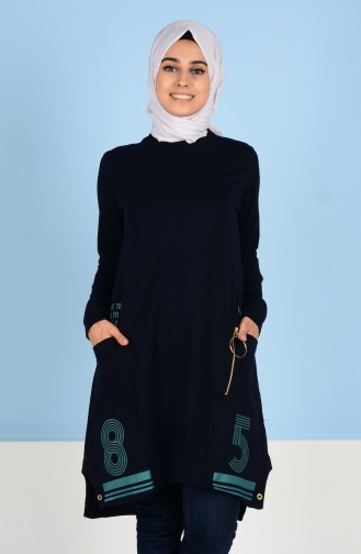 Sports Tunic with Print 1476-03 Navy Blue 1476-03
