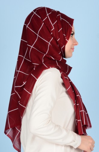 Decorated Cotton Shawl 50302-10 Claret Red 10
