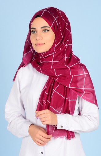 Decorated Cotton Shawl 50302-14 Fuchsia 14