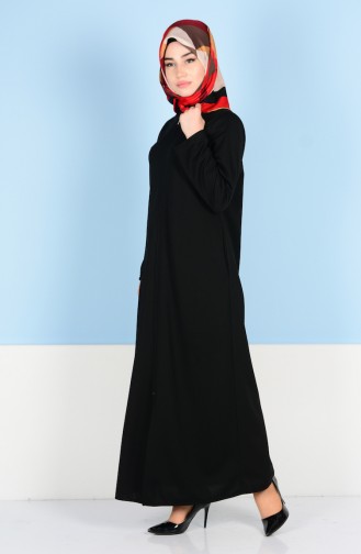 Fermuarlı Ferace 0081-01 Siyah