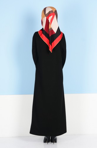 Fermuarlı Ferace 0081-01 Siyah