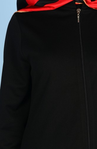 Fermuarlı Ferace 0081-01 Siyah