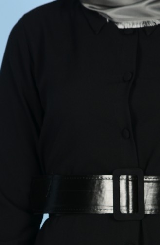 Coat with Belt 1487-01 Black 1487-01
