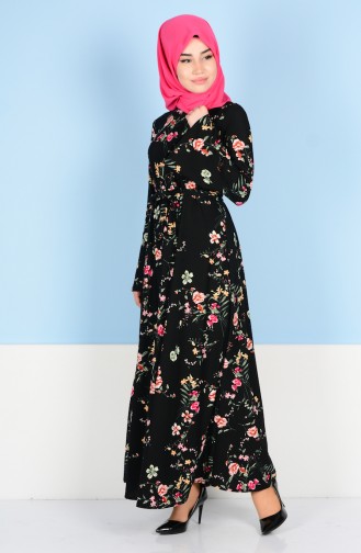 Grün Hijab Kleider 7256B-01