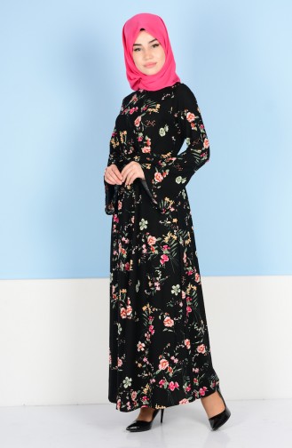 Grün Hijab Kleider 7256B-01
