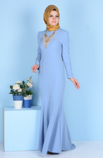 Evening Dress with Necklace 7001-04 Baby Blue 7001-04