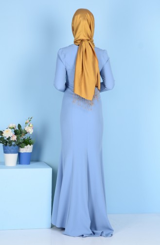 Babyblau Hijab-Abendkleider 7001-04