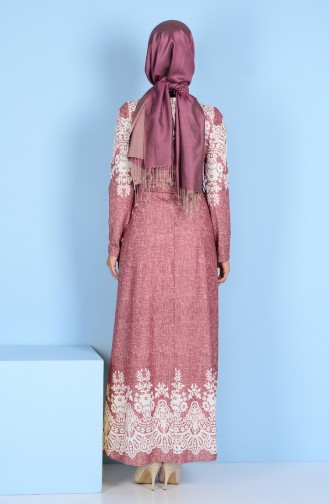 Weinrot Hijab Kleider 2041-05