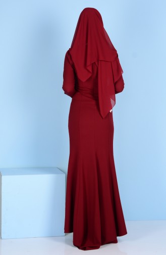 Weinrot Hijab-Abendkleider 7001-02