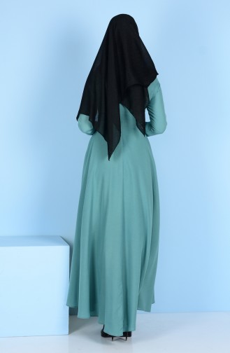 Pleated Dress with Necklace 4170-01 Almond Green 4170-01