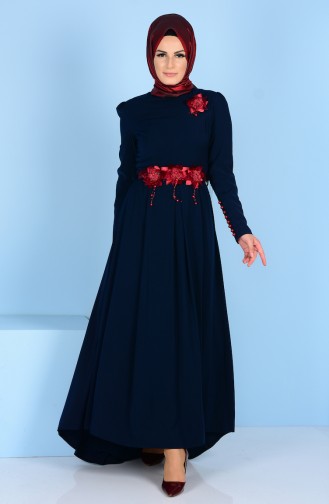 Kleid mit Blumen Detail 3164-01 Dunkelblau 3164-01