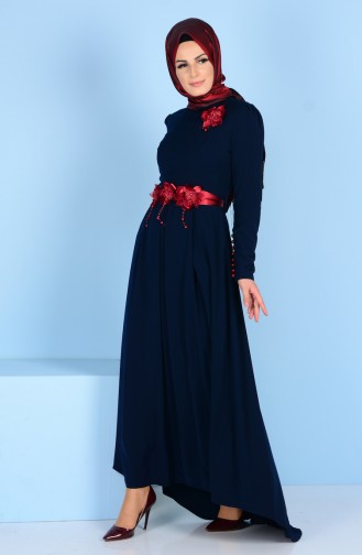 Dunkelblau Hijab Kleider 3164-01