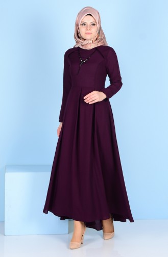 Pleated Dress with Necklace 4170-04 Purple 4170-04
