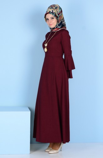 Necklace Detailed Dress 0688-01 Maroon 0688-01