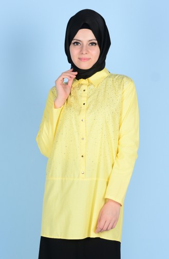 Stone Detailed Shirt with Buttons 2010-03 Yellow 2010-03