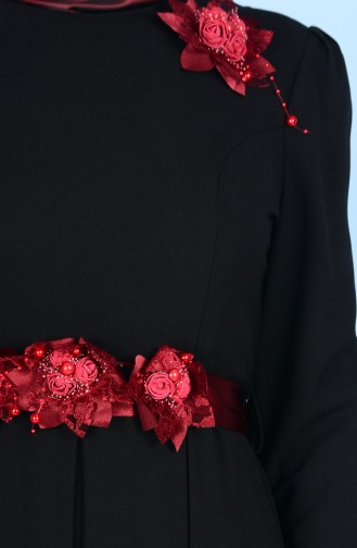 Kleid mit Blumen Detail 3164-05 Schwarz 3164-05