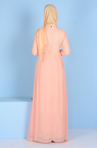 Lachsrosa Hijab-Abendkleider 0112-01