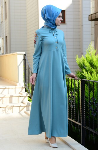 Wassergrün Hijab Kleider 8082-10