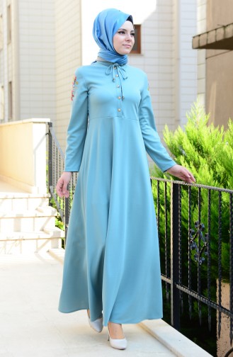 Sea Green Hijab Dress 8082-10