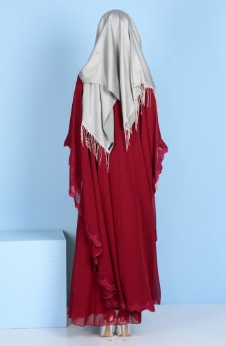Pelerin Detaylı Abiye Elbise 1087-06 Bordo