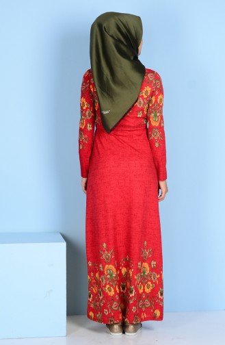 Çiçek Desenli Elbise 4574K-01 Bordo