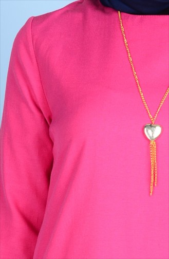 Tunic with Epaulette and Necklace 6275-19 Fuchsia 6275-19