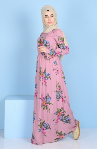 فستان زهري باهت 4090-06