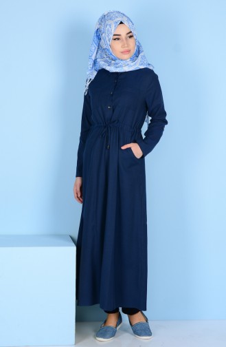 Ruched at Waist Tunic with Buttons1187-02 Indigo 1187-02