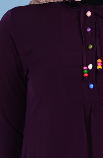 Button Detailed Dress 2084-14 Dark Lilac 2084-14