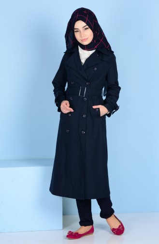 Trenchcoat with Buttons 1907-03 Navy Blue 1907-03