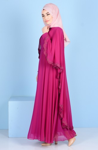 فستان سهرة بتصميم من قطعتين 1087-02 لون أرجواني 1087-02