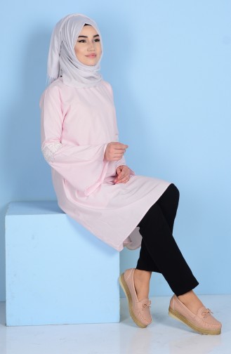 Striped Tunic with Lacing 1180-01 Pink 1180-01