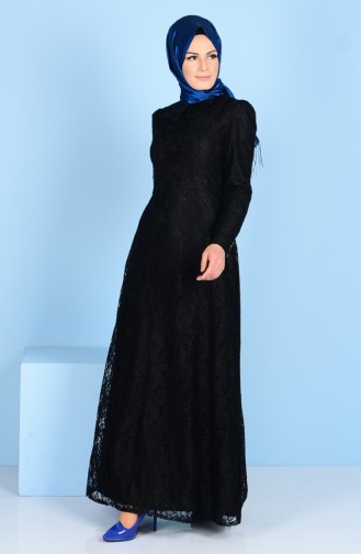 Black Hijab Dress 3117A-03
