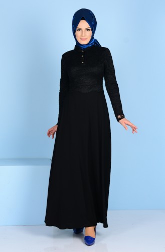 Kleid mit Spitzen 3162-02 Schwarz 3162-02